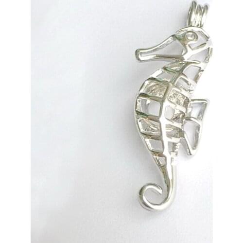 Hippocampus Locket Can DIY Put In A Gem Stone Bead Sea Horse Pendant Mounting For Jewelry Making Charm Fitting