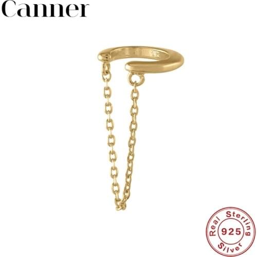 Minimalist 925 Sterling Silver Clip Earrings for Women 1pcs Gold Silver Chain Ear Cuff Geometric Ball Rivets Earrings