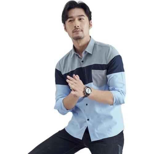 Men Shirt Long sleeve High Quality Colors Stitching Slim Fit Shirt Original Design Street Casual Fashion Shirt Plus Size M-5XL