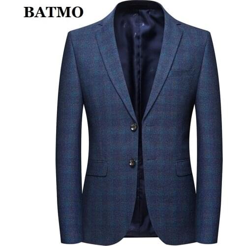 BATMO 2020 new arrival spring plaid casual blazer men,mens casual jackets,plus-size XX-7XL 8120