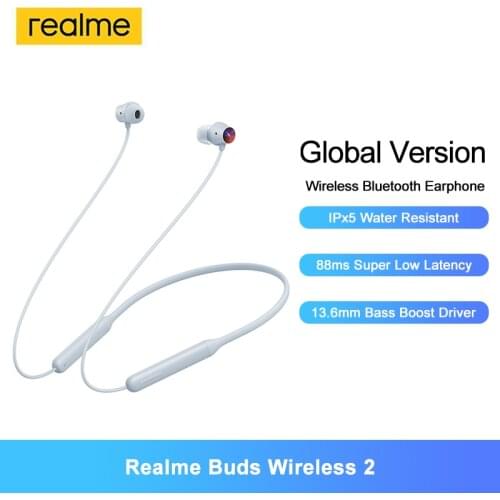 Realme Buds Wireless 2 Sport Earbuds 88ms Super Low Latency 13.6mm Bass Boost Driver Active Noise Cancellation earphone IPX5