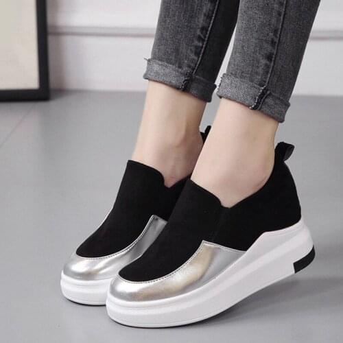 New Korean Version Of womens Shoes With Increased Color Matching New Lazy Flat Wedge Single Shoes Casual Loafers