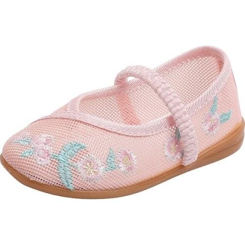 2021 New Shoes Girls' Embroidered Shoes Summer Sandals Ethnic Style Childrens Dance Shoes Performance Fashion Cute Breathable
