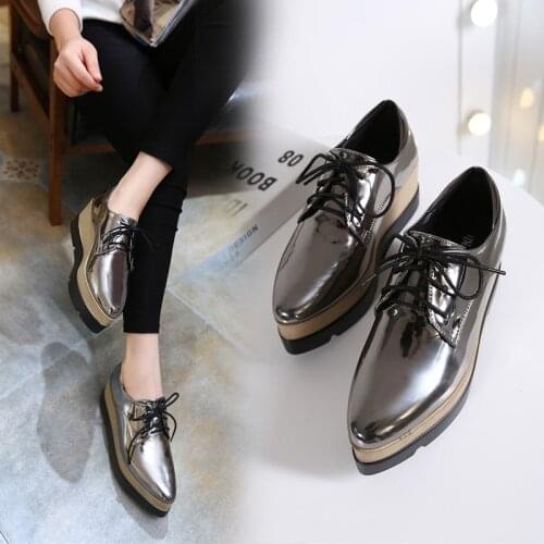 Spring And Autumn New Style Korean British Style Patent Leather Ladies Small Leather Shoes Thick-Soled Fashion Single Shoes