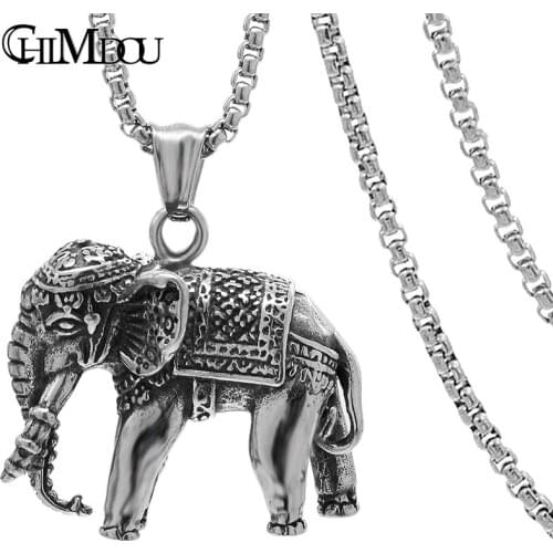 CHIMDOU stainless steel bohemian ethnic elephant pendant necklace vintage women chain necklace for bride gift 2018 new jewelry
