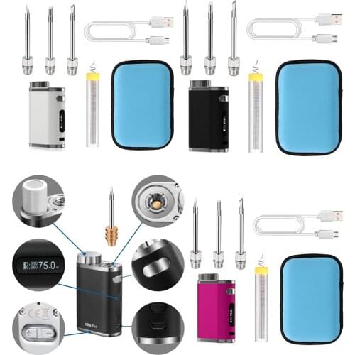 75W Battery Soldering Iron Wireless Portable Rechargeable Soldering Iron 510 Interface Soldering Iron Head Soldering Repair Tool