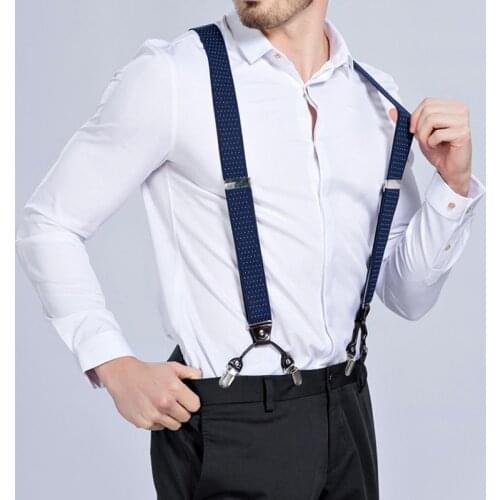 Heavy Duty Big and Tall Suspenders Braces for Men Wedding Party Event Y-Back 6 Clips Adjustable Elastic Trouser Strap Belt