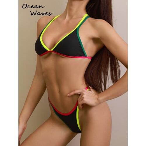 Sexy Bikini 2021 New Summer Mujer Solid Push Up Swimsuit Bathing Suit Swimwear Brazilian Biquini Splicing Bikinis Set Tankini