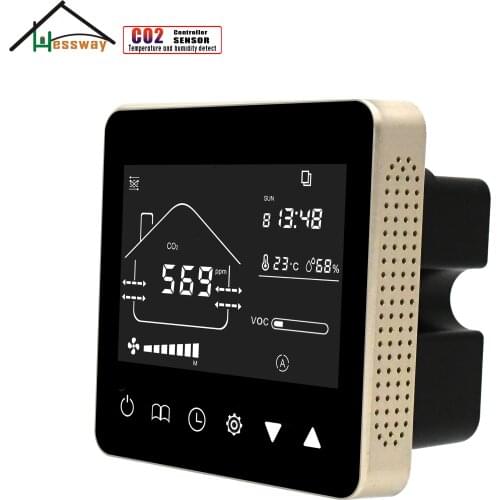 HESSWAY RS485 Sensor CO2 Home Ventilation System for VOC Humidity Temperature Air Quality Monitor 0-10V Proportional Fan&Valve