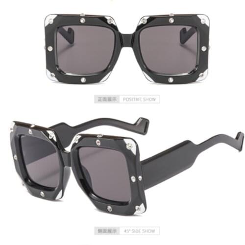 Black diamond-studded sunglasses for women Designer glasses are suitable for both men and women Low price wholesale