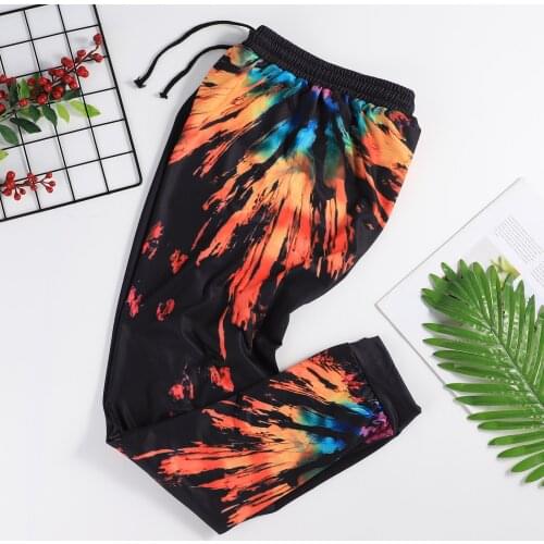 Tie Dye Sports Pants For Women Harajuku Pants Baggy Autumn Loose Drawstring Elastic Trousers Oversize Jogging Sweatpants 4