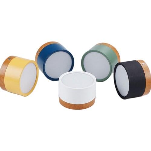 Macaron LED Downlight Dimmable 5W 7W 9W12W 15W Surface Mounted Ceiling Light Interior Decoration Nordic Wood Modern Spotlight