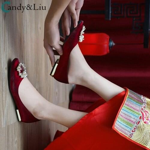 Wedding shoes Lower 3CM Heels dress summer womens 2021 new flat bottomed brides shoes pregnant women daily wide toe Pumps