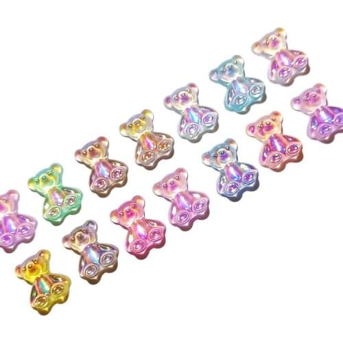 Dasiy GD Peace Ornaments 50pcs(APRO) Aurora Glitter Bear/ 3D Butterfly Mix Loli Bowknot Accessories Nail DIY Press Decors 8*10mm