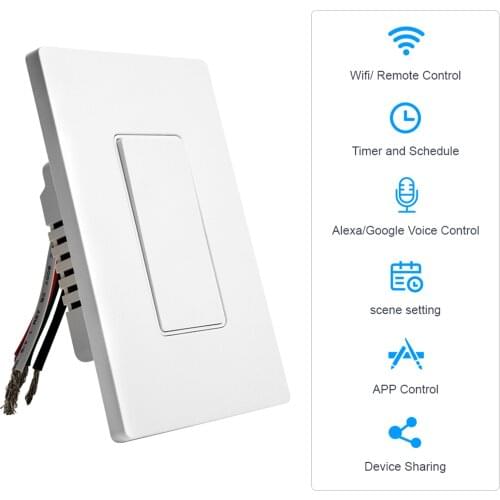 Smart Light Switch WiFi Wall Push Button Switch APP Remote Control Voice Control Timer Function Work with Google Alexa IFTTT