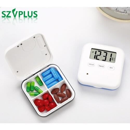 Vibration strong Separated Pill Organizer Box Case & Splitters Electronic Timer Alarm Clock Reminder Medicine Storage Dispenser