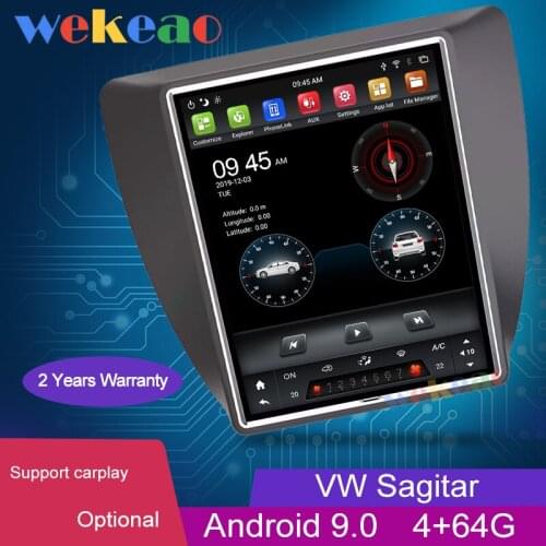 Wekeao 10.4" Vertical Screen Tesla Style Android 9.0 Car Radio Automotivo For Volkswagen VW Sagitar Car Dvd Multimedia Player 4g
