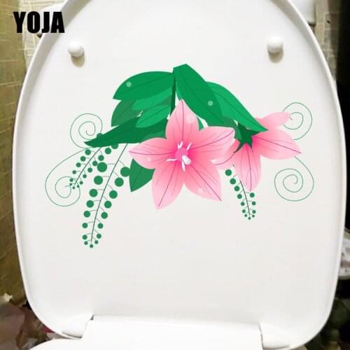 YOJA 22.7X19.8CM Cartoon Pink Flower Girl Bedroom Wall Sticker Decal Ceative Toilet WC Decor T1-1392