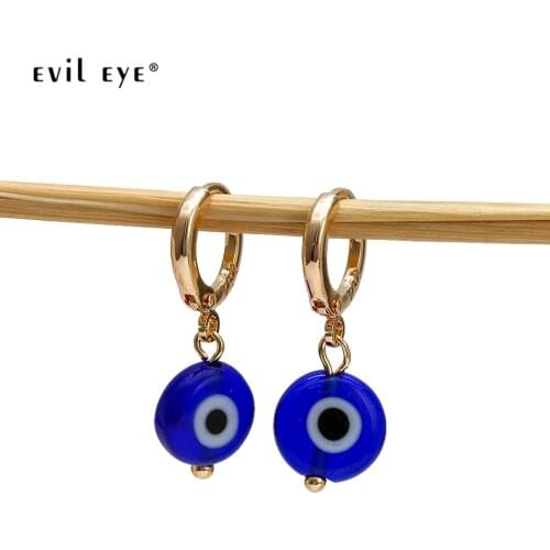 EVIL EYE Multi Color Turkish Evil Eye Drop Earrings Gold Color Hanging Dangle Earrings Fashion Jewelry for Women Girls Men BE256