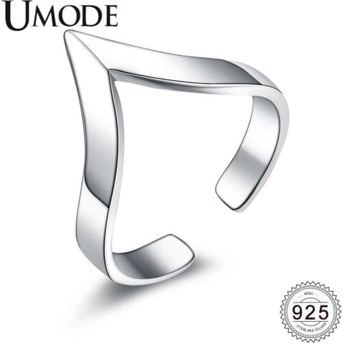 UMODE Women Fashionable Geometric Adjustable Sterling 925 Silver Open Rings for Wedding Bridals Female Date Jewelry Gift ULR0313