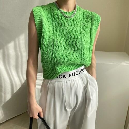 Candy Color Knitted Camisoles Women 2021 Summer Fashion High Street Female Sleeveless O-neck Knitting Tops Solid Y2k Tank Tops