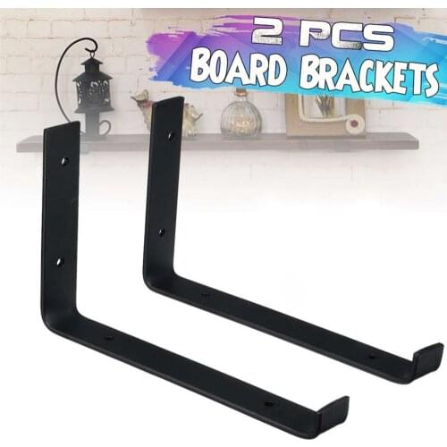 Behogar 1 Pair L-shaped Iron Wall Mount Shelves Shelf Heavy Duty Support Bracket for Home Kitchen Bar Space Saving Decoration