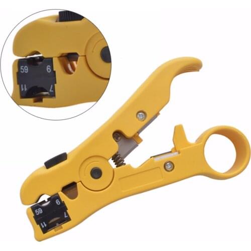 1pcs Yellow Rotary Coaxial Cable Wire Cutter Stripping Tool RG59 RG6 RG7 RG11 Stripper hand tool