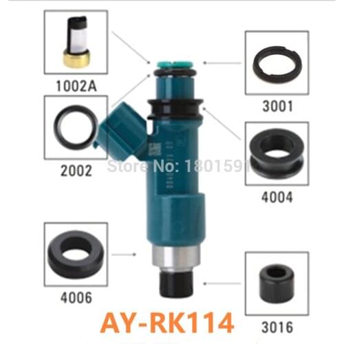 10sets wholesale fuel injection repair kit filter fkm rubber orings seal pintle cap for toyota lexus subaru car ( AY-RK114)