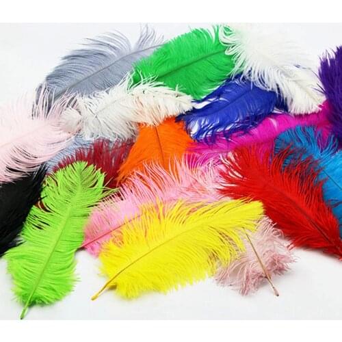 10Pcs/lot DIY Crafts White Ostrich Feathers Plume Natural Colored Feathers Jewelry Making Wedding Party Christmas Decor 15-30CM
