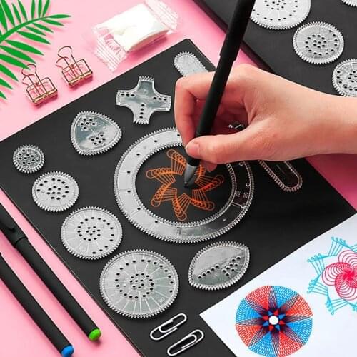 22Pcs Spirograph multifunction Drawing Ruler Toys Set Creative Learning Educational Toys for Children Interlocking Gears Wheels