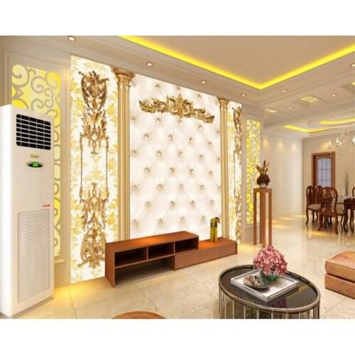 Beibehang 3d wallpaper Customized new luxury golden European pattern soft package decoration painting living room TV background