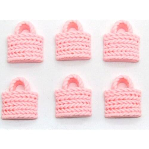 50Pcs Resin Light Pink Bags Decoration Crafts Flatback Cabochon Scrapbooking Fit Hair Clips Embellishments Beads Diy