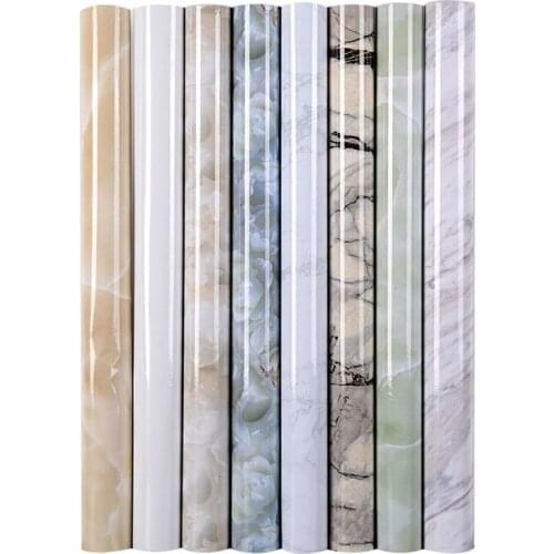 60cm Width Kitchen Marble Contact Paper PVC Wall Stickers Marble Cabinet Countertop Stickers Self Adhesive Waterproof Wallpapers