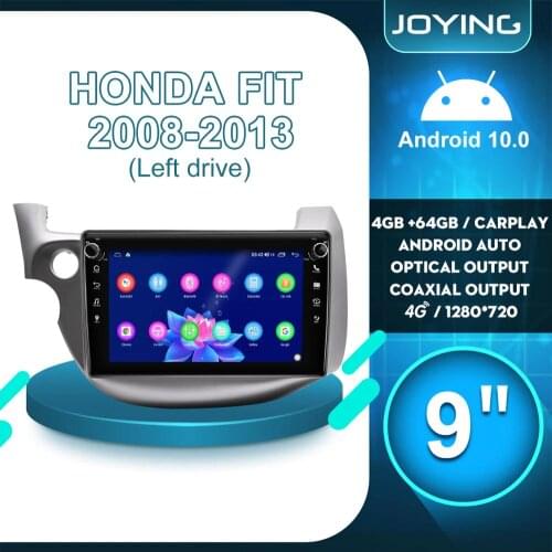 JOYING Android 10 Car Radio stereo GPS multimedia Player Tape Recorder For Honda Fit Jazz 2008 2013 Carplay 4G Rear View Camera