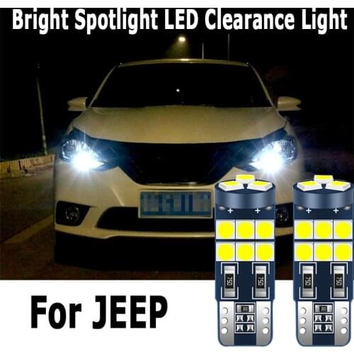 2pcs Car LED Clearance Lights W5W T10 194 Bulb Lamp For JEEP Grand Cherokee Wrangler Liberty Commander Compass Renegade Patriot
