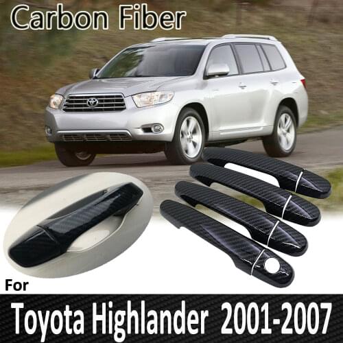 Black Carbon Fiber for Toyota Highlander XU20 2001 2002 2003 2004 2005 2006 2007 Auto Door Handle Cover Sticker Car Accessories