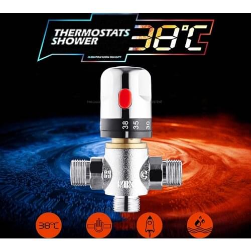 Dfrkjhre Brass Thermostatic Mixing Valve Constant Water Bathroom Temperature Shower Faucet Valve Thermostat Kitchen Tap Valve
