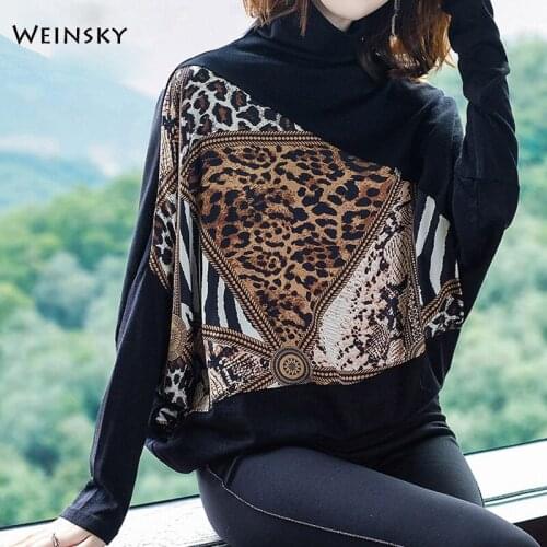 Weinsky Elegant Women Knitted Turtleneck Sweaters And Pullovers Ladies Autumn And Winter 2019 Batwing Sleeve Jumper Sweaters