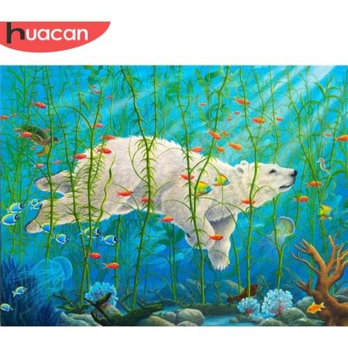 HUACAN DIY Diamond Embroidery Bear Full Drill Square Diamond Painting Animal Cross Stitch Needlework Art Handmade Gift
