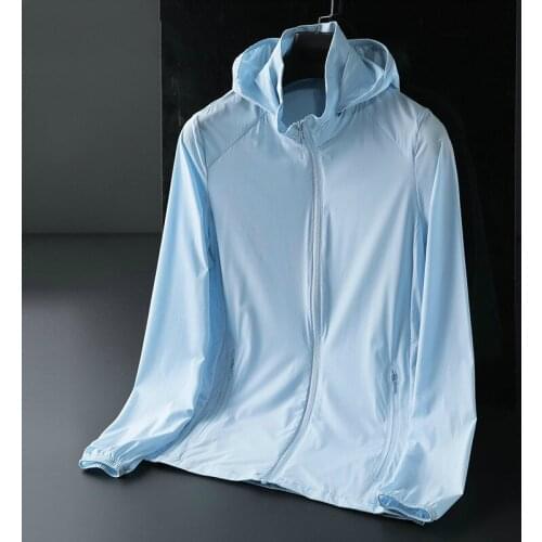 Summer Boys Clothing Men Outdoor Outerwear Thin Breathable Sun Protection Coat Quick Dry Hooded Blue Couple Clothes 5xl 6xl 7xl