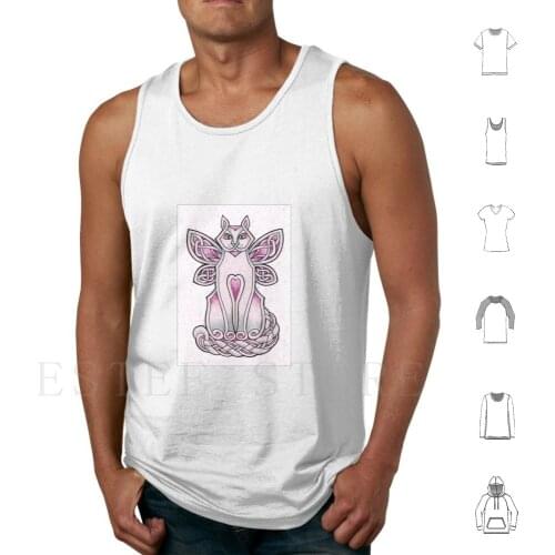 Angel Cat / Fairy Cat Tank Tops Vest Sleeveless Cat Art Fairies Angels Cat Winged Cats