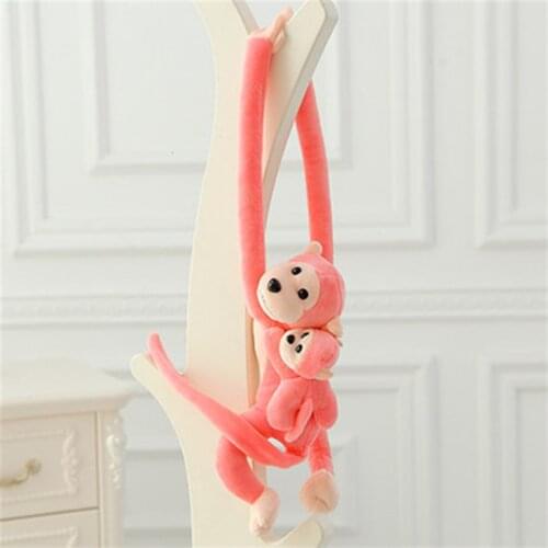 Lovely 70cm Son On Mothers Back Long Arm Tail Animal Monkey Stuffed Doll Plush Toys Baby Sleeping Appease Curtain Buckle