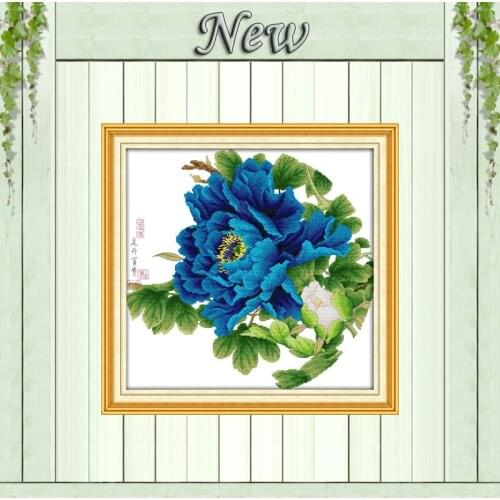 Blossom flowers bule penoy painting counted printed on canvas DMC 14CT 11CT Chinese Cross Stitch Needlework Sets Embroidery kits