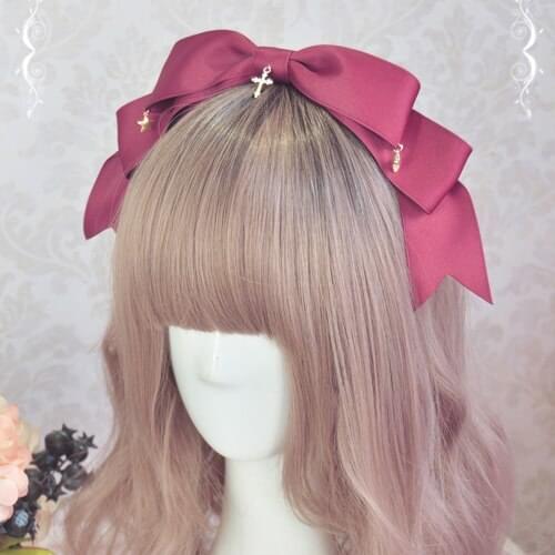 Super Cute Handmade Two- Layer-Bow Hairband KC Lolita Cross Trim Sweet Hairclip Headwear 9 Colors