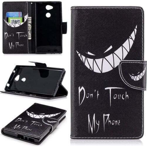 Wholesale Flip Colored Drawing PU Leather Cases with Kickstand for Sony Xperia L2 Mobile Phone Cases with Wallet Card Holders