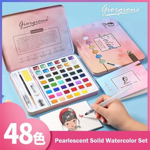 Professional 36/48 color trave watercolor paint set portable metal box watercolor paint, beginner painting watercolor paper