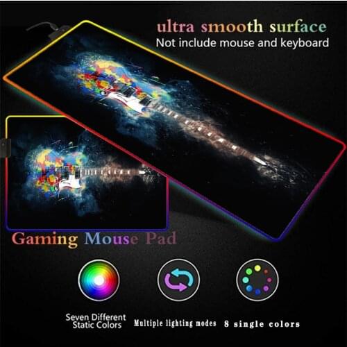 Music Guitar RGB Luminous Pc Large Gaming Mouse Pad XXL30X80CM MatLED Gamer Mause Carpet Multi-purpose Desk Mat High Quality Cs