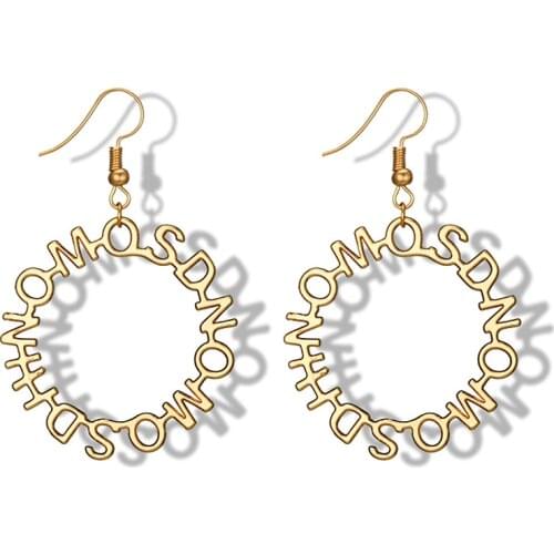 8Seasons Stud Earrings Gold Color Hollow Star Heart Round Geometric Pendant Concise Earrings for Women Party Jewelry,1Pair