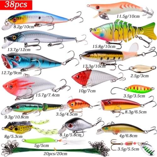 Mixed Fishing Lure Set Minnow Baits Kit Wobbler Crankbaits Treble Hooks Sea Fishing Tackle Artificial Plastic Hard Bait Kit