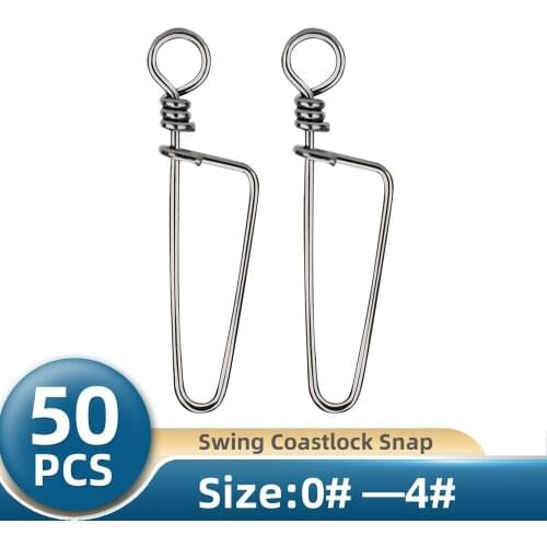 TIANNSII 50pcs Fishing Accessories Coastlock Snap Fishing Barrel Swivel Rings Safety Snap Swivel Snap 0#-4# Fishing Swivels